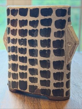 Carlisle Black and Cream Geometric Ceramic Vase